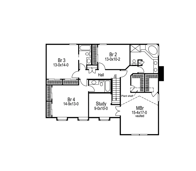 Colonial House Plan Second Floor - Summervale Country Home 007D-0064 - Shop House Plans and More