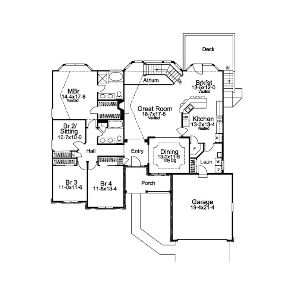 Country House Plan First Floor - Roxbury Ranch Home 007D-0065 - Shop House Plans and More