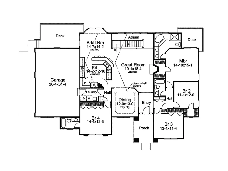 Ranch House Plan First Floor - Santa Jenita Sunbelt Home 007D-0066 - Shop House Plans and More