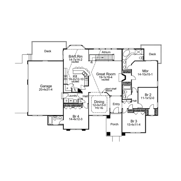 Ranch House Plan First Floor - Santa Jenita Sunbelt Home 007D-0066 - Shop House Plans and More