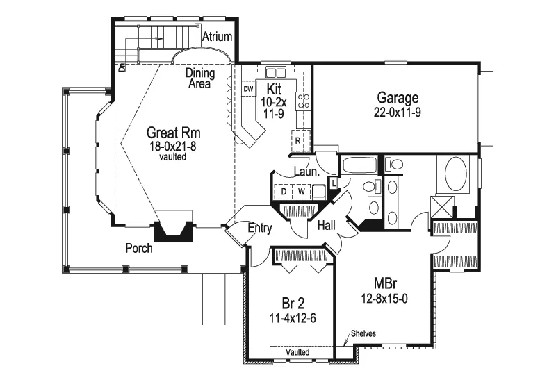 Lake House Plan First Floor - Summerview Atrium Cottage Home 007D-0068 - Shop House Plans and More