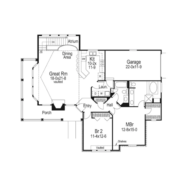 Cabin & Cottage House Plan First Floor - Summerview Atrium Cottage Home 007D-0068 - Shop House Plans and More