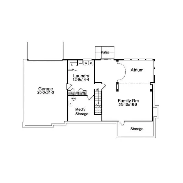 Neoclassical House Plan Lower Level Floor - Westville Craftsman Ranch Home 007D-0069 - Shop House Plans and More