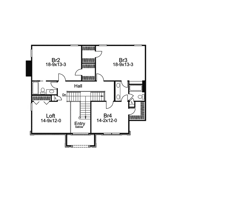 Greek Revival House Plan Second Floor - Worchester Greek Revival Home 007D-0071 - Shop House Plans and More