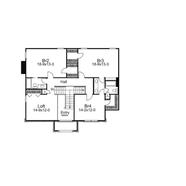 Greek Revival House Plan Second Floor - Worchester Greek Revival Home 007D-0071 - Shop House Plans and More