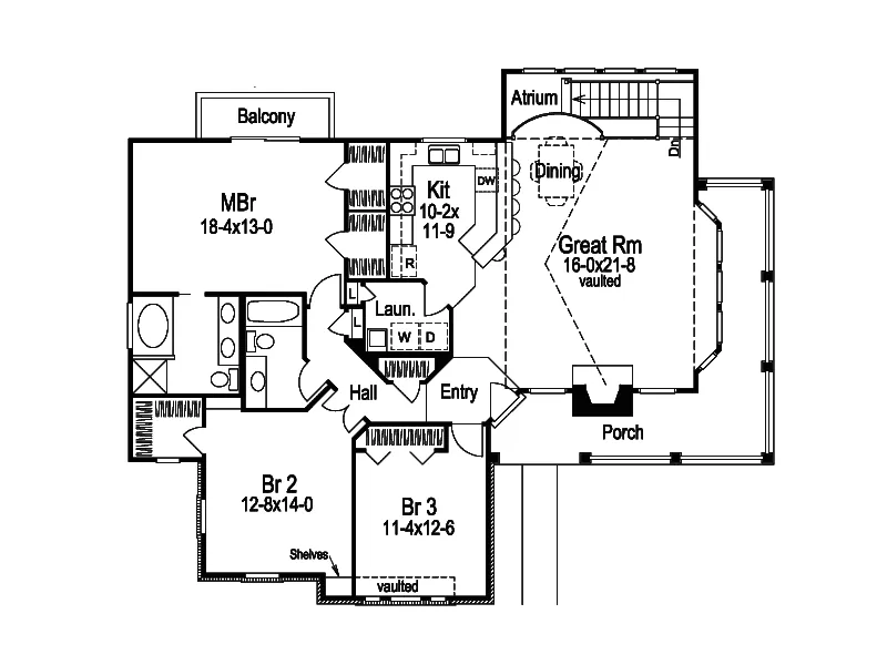 Waterfront House Plan First Floor - Deer Ridge Traditional Home 007D-0075 - Search House Plans and More