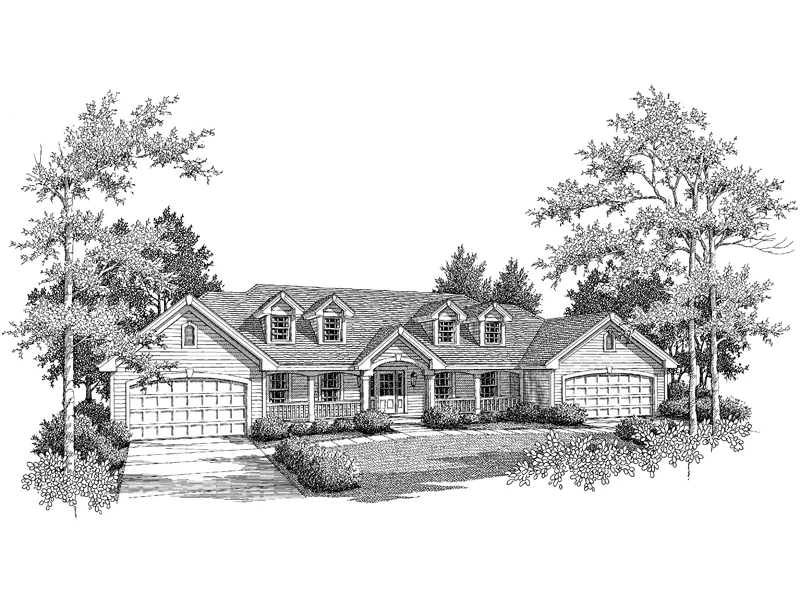 Country House Plan Front Image of House - Coral Gables Atrium Duplex Home 007D-0076 - Search House Plans and More