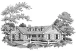 Traditional House Plan Front Image of House - Ashbriar Atrium Ranch House Plans | House Plans with Atrium in Center