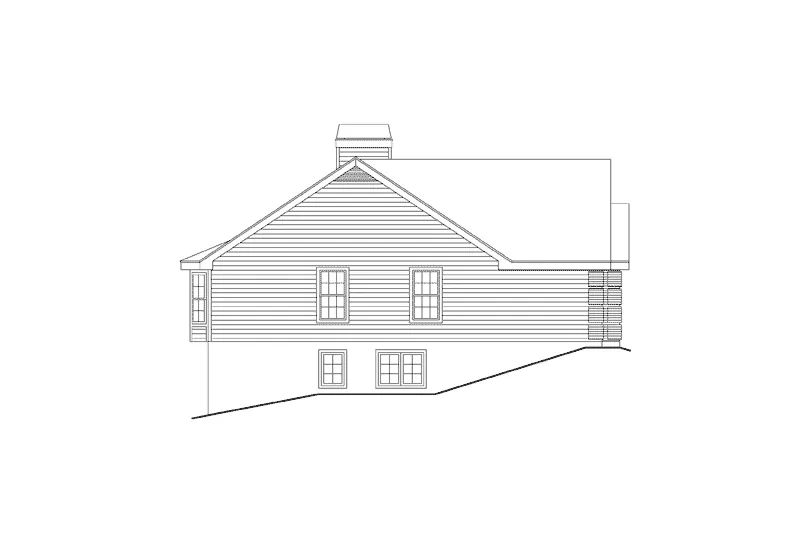 Cape Cod & New England House Plan Left Elevation - Ashbriar Atrium Ranch House Plans | House Plans with Atrium in Center