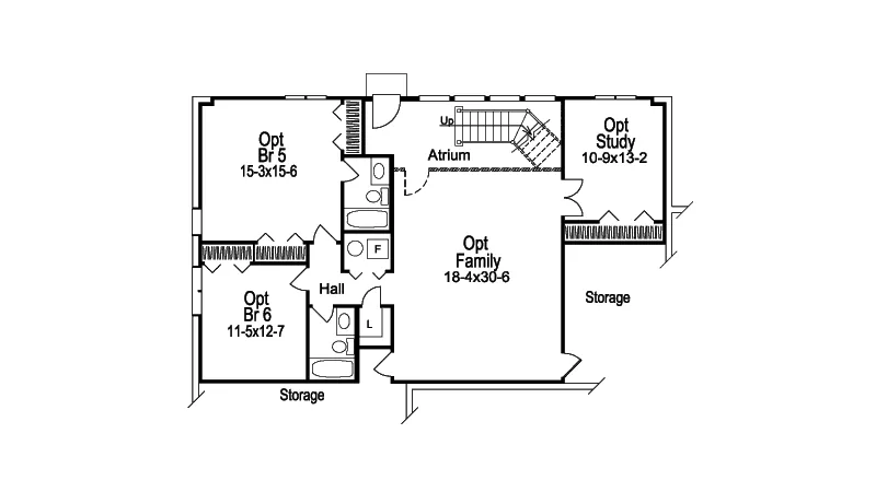 Traditional House Plan Optional Lower Level - Ashbriar Atrium Ranch House Plans | House Plans with Atrium in Center