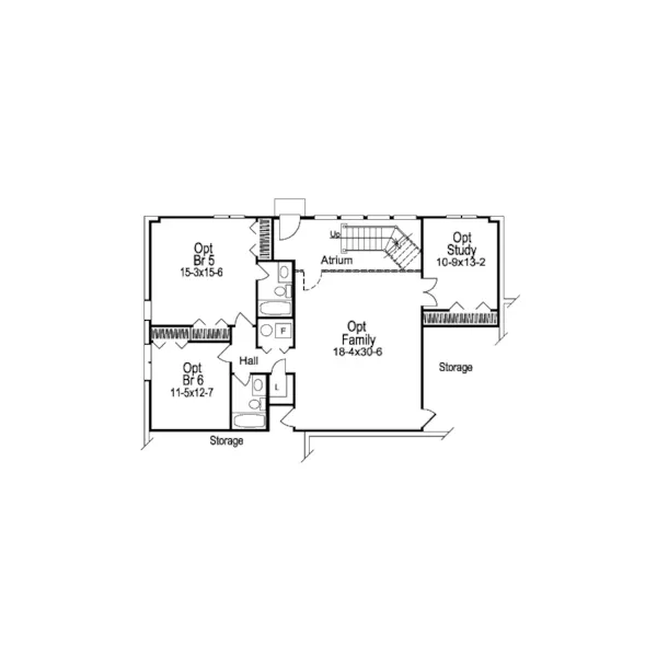 Cape Cod & New England House Plan Optional Lower Level - Ashbriar Atrium Ranch House Plans | House Plans with Atrium in Center