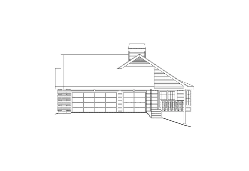 Ranch House Plan Right Elevation - Ashbriar Atrium Ranch House Plans | House Plans with Atrium in Center