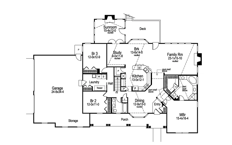 Cape Cod & New England House Plan First Floor - Clayton Manor Ranch Home 007D-0078 - Search House Plans and More