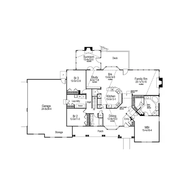 Country House Plan First Floor - Clayton Manor Ranch Home 007D-0078 - Search House Plans and More