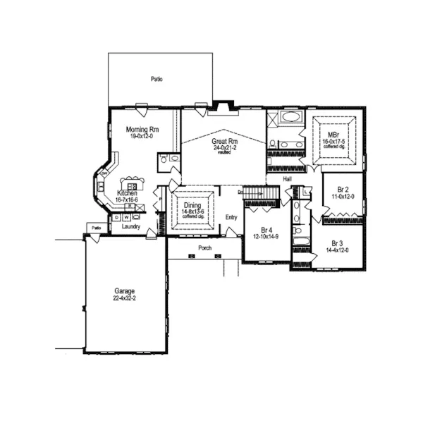 Ranch House Plan First Floor - Kasington Contemporary Home 007D-0080 - Search House Plans and More