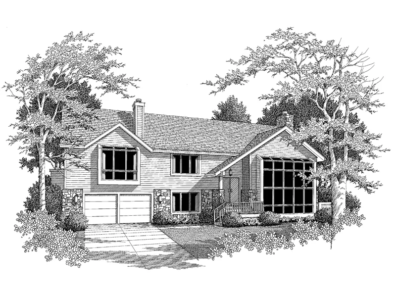Modern House Plan Front Image of House - Kriegeridge Split-Level Home 007D-0083 - Search House Plans and More