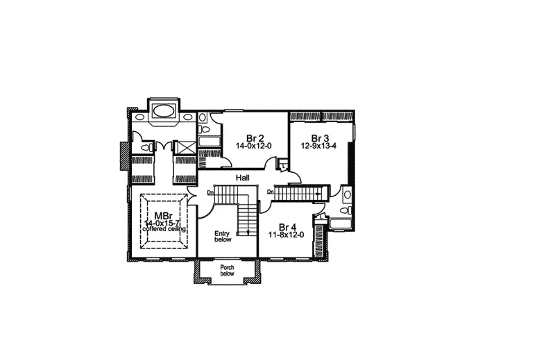 Greek Revival House Plan Second Floor - Whitmoor Luxury Home 007D-0084 - Shop House Plans and More
