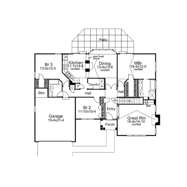 Bungalow House Plan First Floor - Elsey Ranch Home 007D-0090 - Search House Plans and More