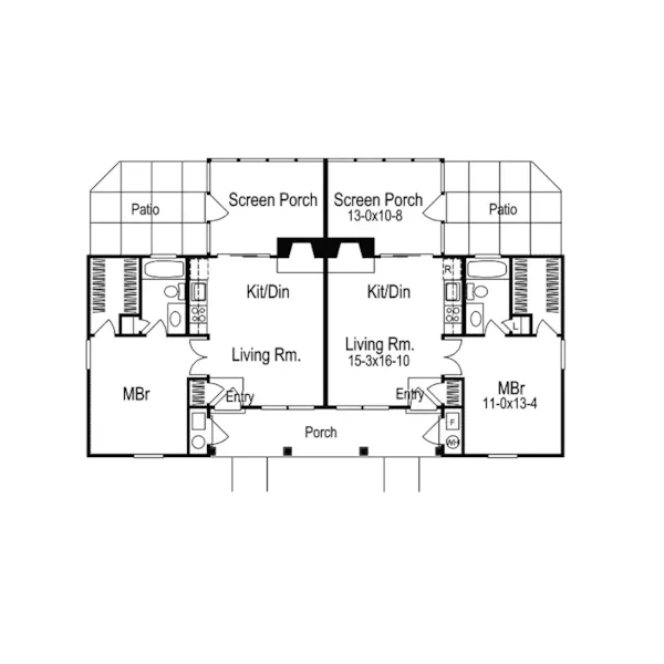 Vacation House Plan First Floor - Weldon Pond Duplex Home 007D-0093 - Shop House Plans and More