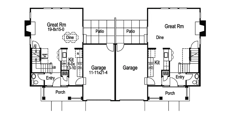Country House Plan First Floor - Patterson Place Duplex Home 007D-0094 - Shop House Plans and More