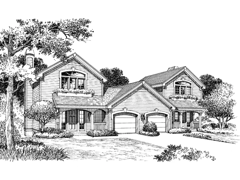 Multi-Family House Plan Front Image of House - Patterson Place Duplex Home 007D-0094 - Shop House Plans and More