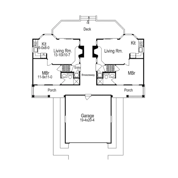 Vacation House Plan First Floor - Cottage Grove Duplex Home 007D-0095 - Search House Plans and More