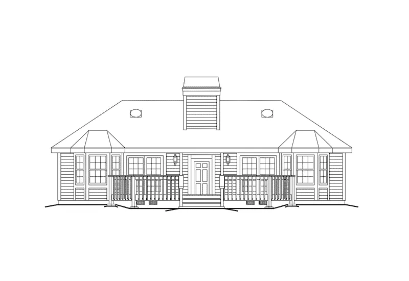Ranch House Plan Rear Elevation - Cottage Grove Duplex Home 007D-0095 - Search House Plans and More