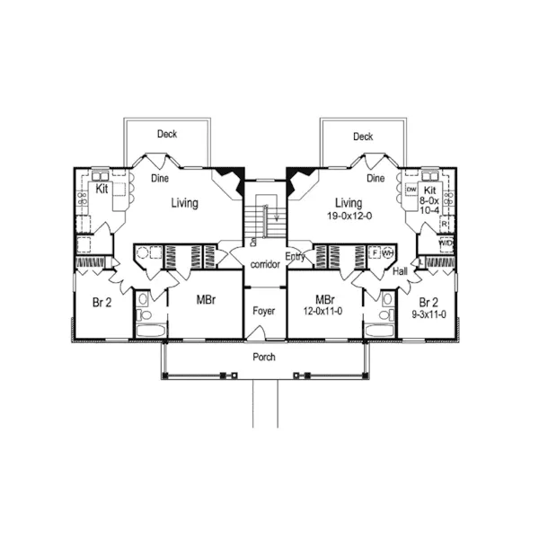 Rustic House Plan First Floor - Shadywood Manor Fourplex Home 007D-0096 - Shop House Plans and More