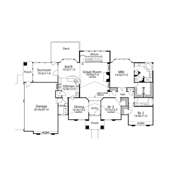 Sunbelt House Plan First Floor - Tampa Bay Atrium Ranch Home 007D-0098 - Shop House Plans and More