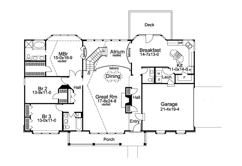 Ranch House Plan First Floor - Stoneridge Country Home 007D-0101 - Shop House Plans and More