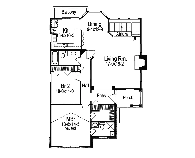 Vacation House Plan First Floor - Ashridge Atrium Narrow Lot Home 007D-0103 - Search House Plans and More