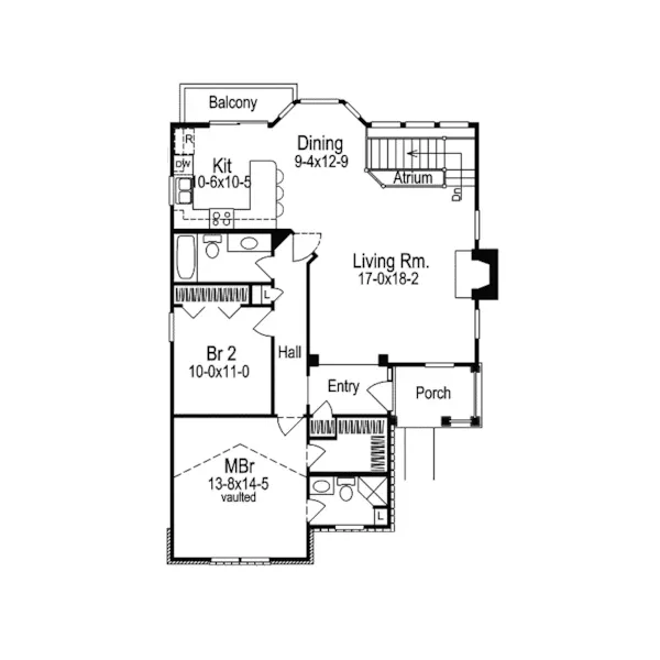 Cabin & Cottage House Plan First Floor - Ashridge Atrium Narrow Lot Home 007D-0103 - Search House Plans and More