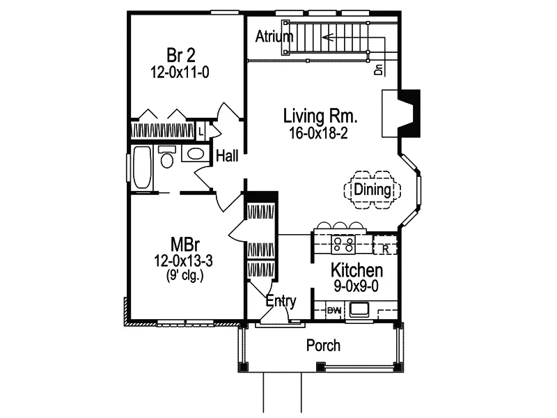 Ranch House Plan First Floor - Stoneview Cottage Home 007D-0104 - Shop House Plans and More