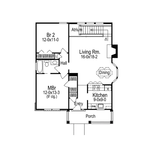 Ranch House Plan First Floor - Stoneview Cottage Home 007D-0104 - Shop House Plans and More