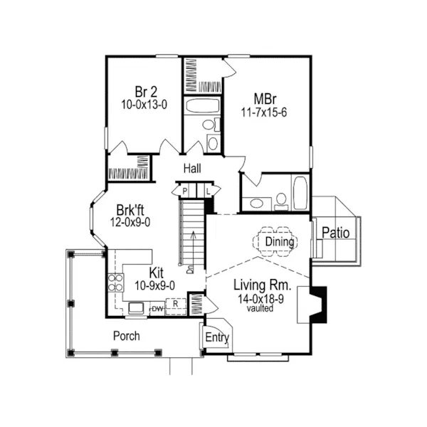 Vacation House Plan First Floor - Springdale Country Cabin Home 007D-0105 - Shop House Plans and More