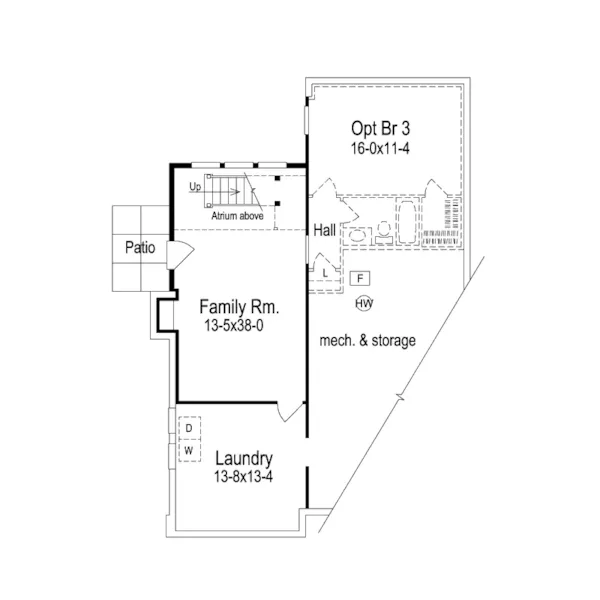 Vacation House Plan Lower Level Floor - Thornberry Sloping Lot Home 007D-0106 - Shop House Plans and More