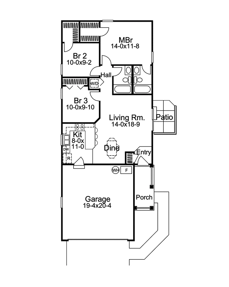 Vacation House Plan First Floor - Trailbridge Narrow Lot Home 007D-0108 - Shop House Plans and More