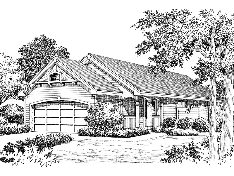 Ranch House Plan Front Image of House - Trailbridge Narrow Lot Home 007D-0108 - Shop House Plans and More