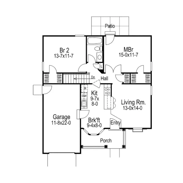 Country House Plan First Floor - Roseport Vacation Ranch Home 007D-0109 - Shop House Plans and More