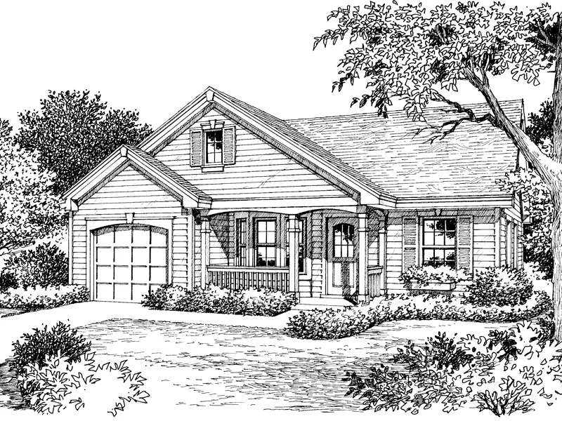 Traditional House Plan Front Image of House - Roseport Vacation Ranch Home 007D-0109 - Shop House Plans and More
