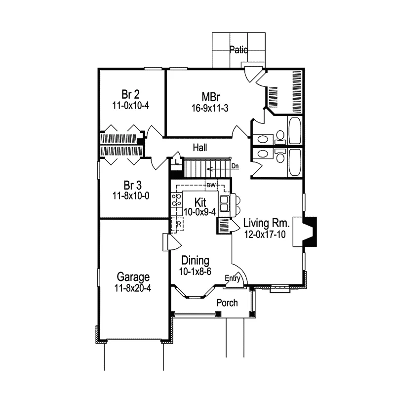 Ranch House Plan First Floor - Glen Ellen Smaller Lot Home 007D-0110 - Search House Plans and More