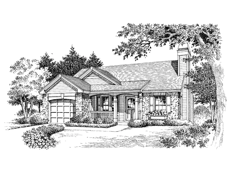 Ranch House Plan Front Image of House - Glen Ellen Smaller Lot Home 007D-0110 - Search House Plans and More