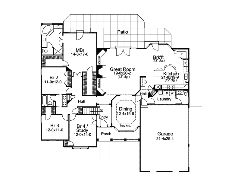 Cape Cod & New England House Plan First Floor - Madison Manor Country Home 007D-0113 - Shop House Plans and More