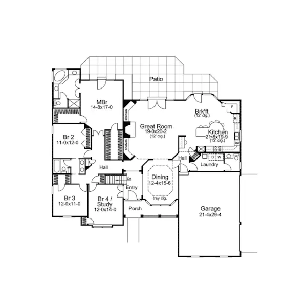 Ranch House Plan First Floor - Madison Manor Country Home 007D-0113 - Shop House Plans and More