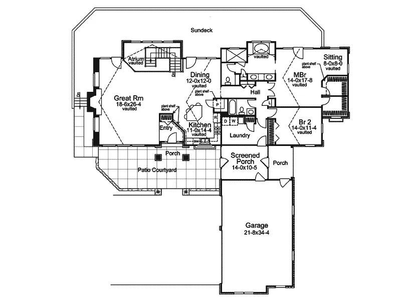 Ranch House Plan First Floor - Carrollstone Country Ranch Home 007D-0116 - Search House Plans and More