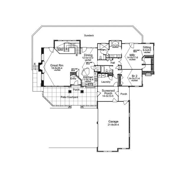 European House Plan First Floor - Carrollstone Country Ranch Home 007D-0116 - Search House Plans and More