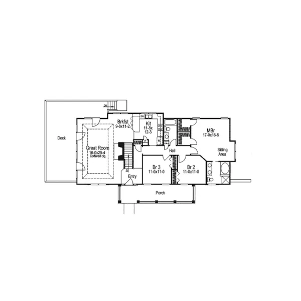 Southern House Plan First Floor - Hearthwood Southern Home 007D-0119 - Search House Plans and More