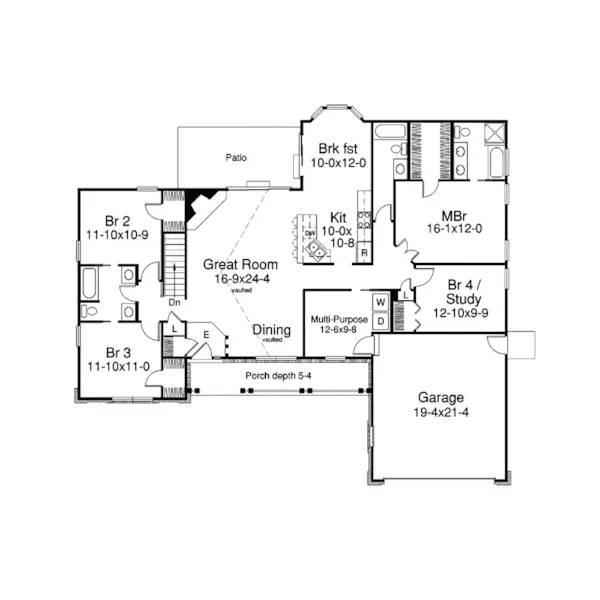 Ranch House Plan First Floor - Manor Grove Country Home 007D-0120 - Shop House Plans and More