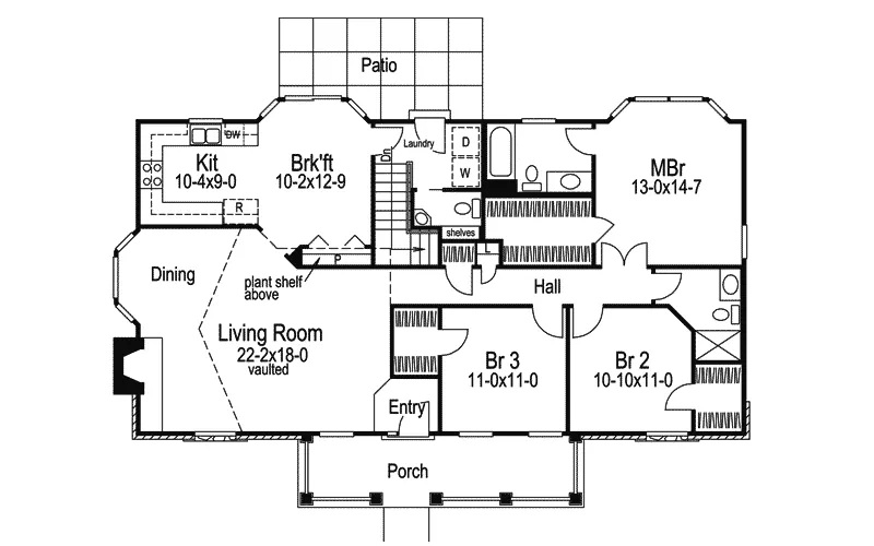 Ranch House Plan First Floor - Lakemont Ranch Home 007D-0121 - Shop House Plans and More