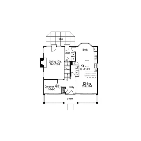 Southern House Plan First Floor - Clarksburg Country Home 007D-0122 - Search House Plans and More